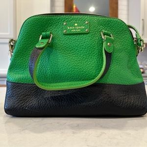 Kate Spade navy and green crossbody or shoulder purse - great condition